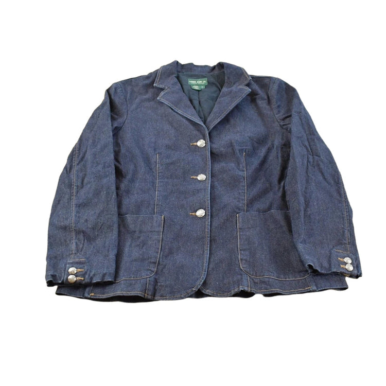 Vintage 1990s Lauren Ralph Lauren Denim Dark Blue Blazer Women's Large