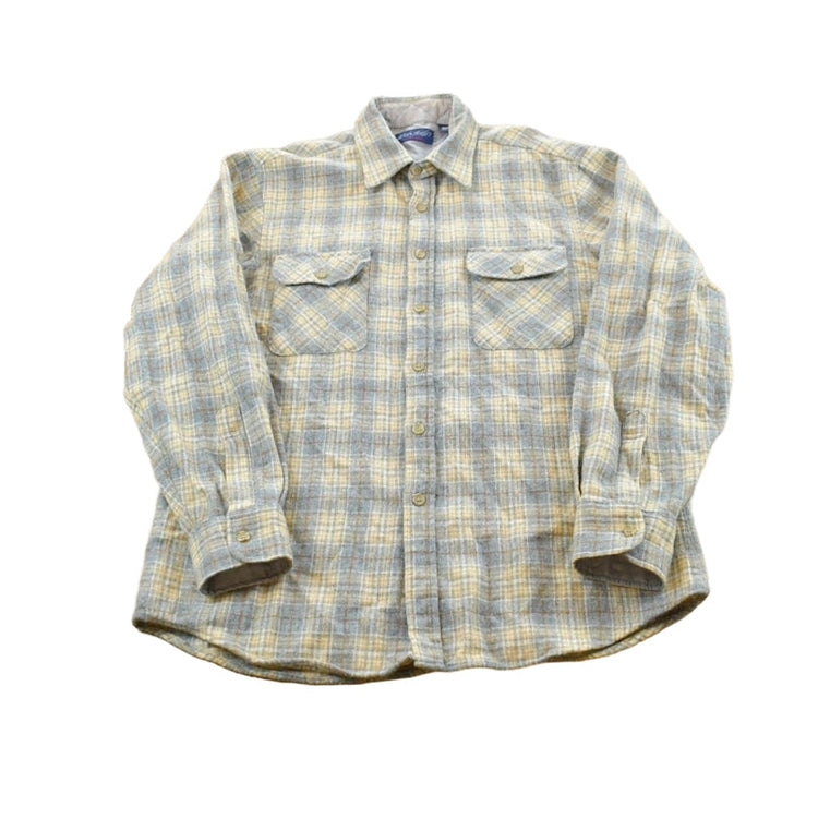 Vintage 1990s Lord & Taylor Plaid Wool Blend Button Up Shirt Men's M