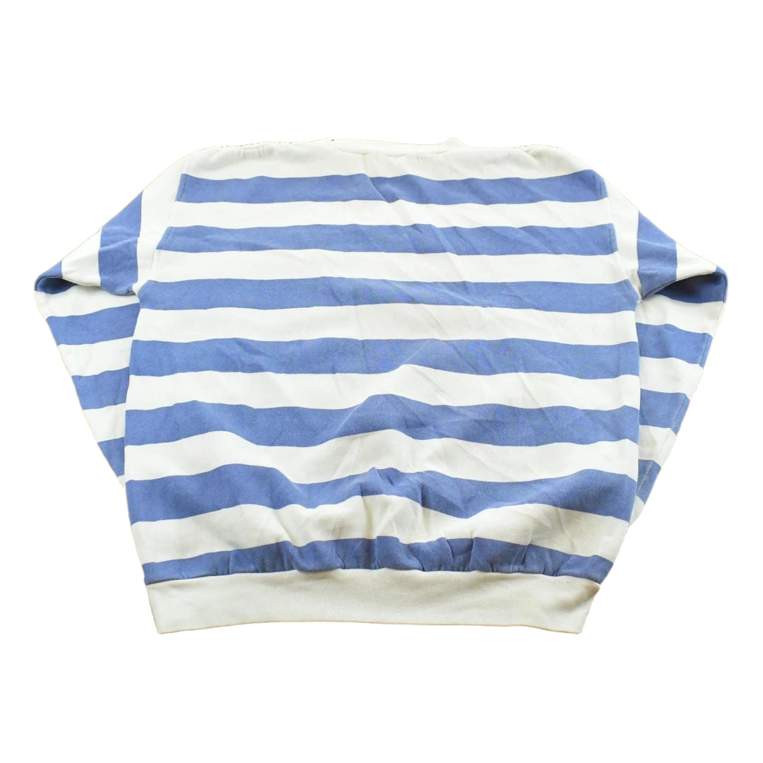 Vintage 1980s 10th Gear Striped Globe Print Crewneck Sweatshirt Men's M