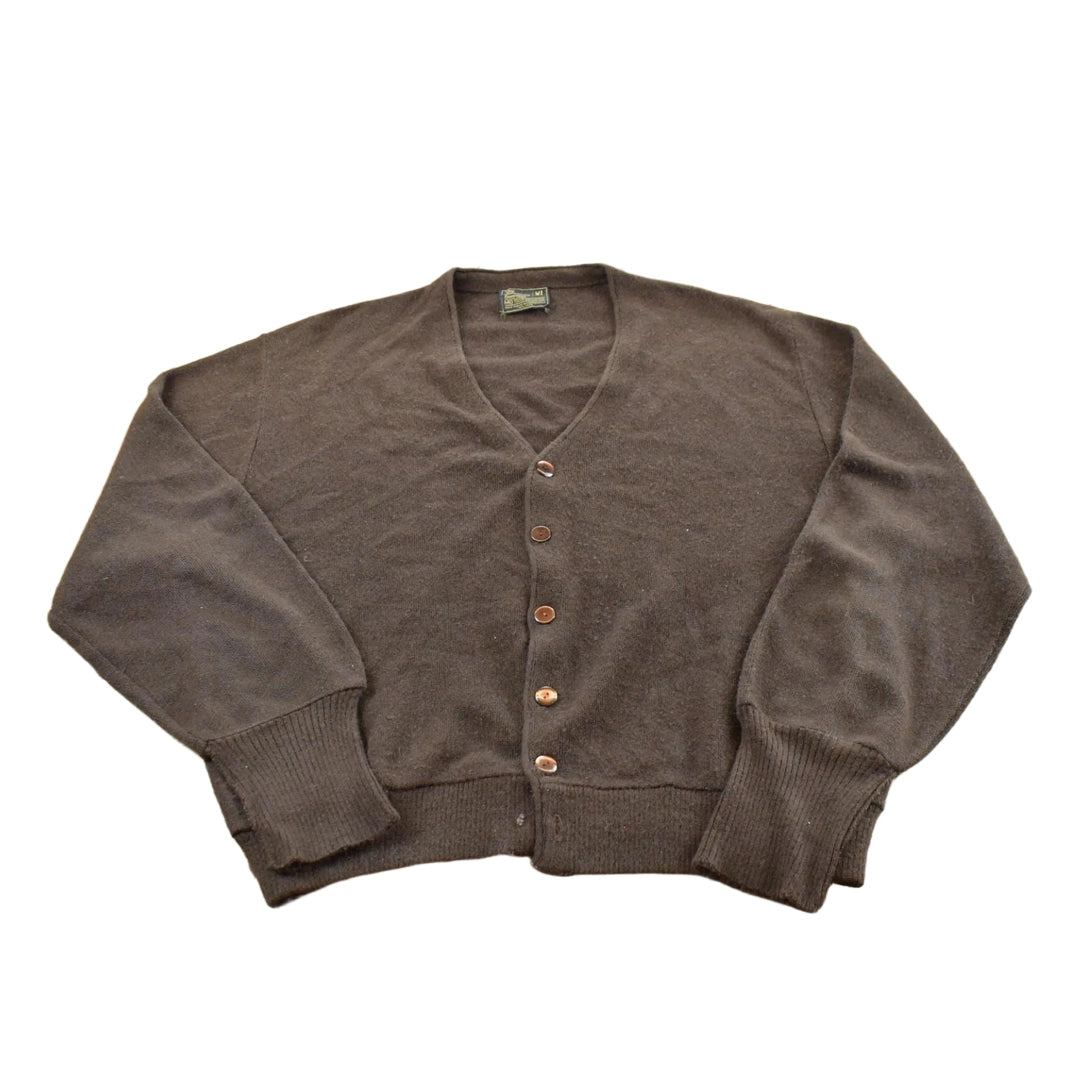 Vintage 1980s JC Penney Acrylic Knit Brown Cardigan Men's M