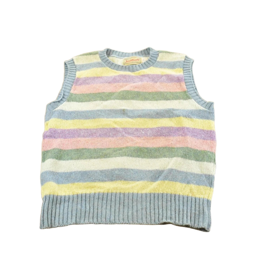 True Vintage 1970s Sweaterville Striped Wool Blend Knit Sweater Vest Women's M