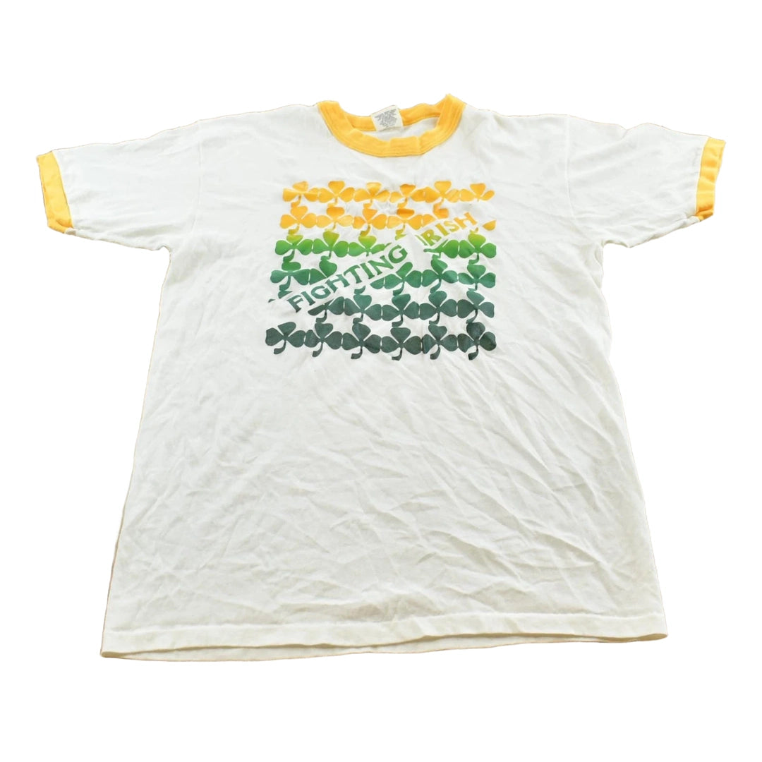 Vintage 1980s Notre Dame Fighting Irish Clover Collegiate Ringer T-Shirt Men's S