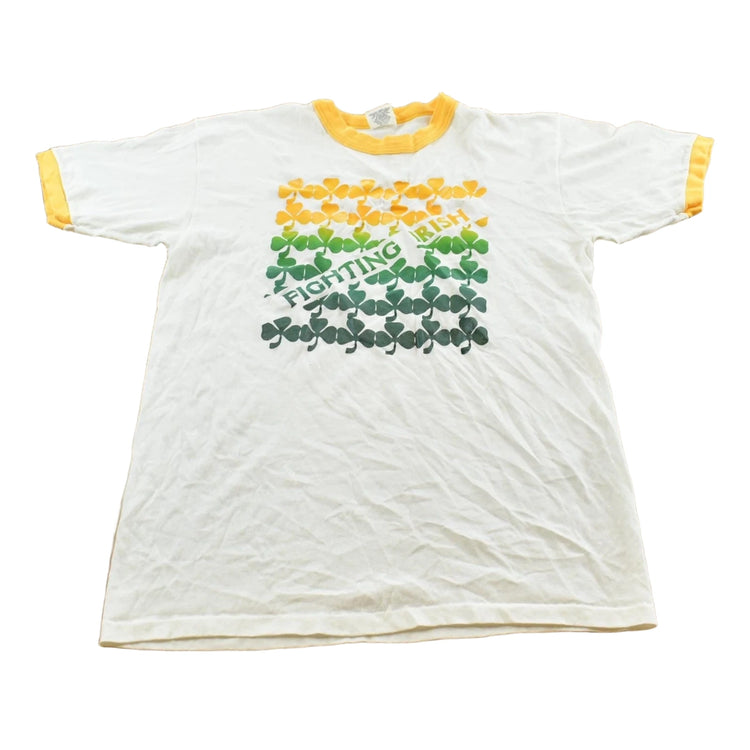 Vintage 1980s Notre Dame Fighting Irish Clover Collegiate Ringer T-Shirt Men's S