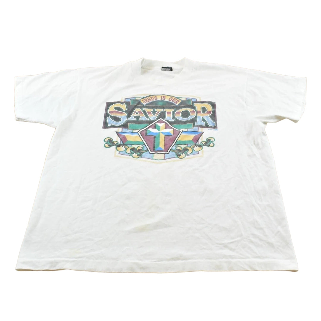 Vintage 1994 Jesus Is Our Savior Christianity T-Shirt Men's L
