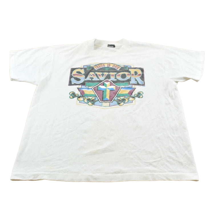 Vintage 1994 Jesus Is Our Savior Christianity T-Shirt Men's L