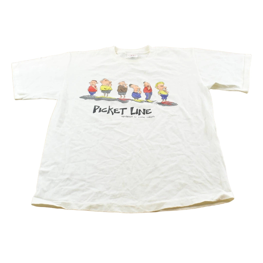 Vintage 1991 Picket Line Funny Parody T-Shirt Men's L