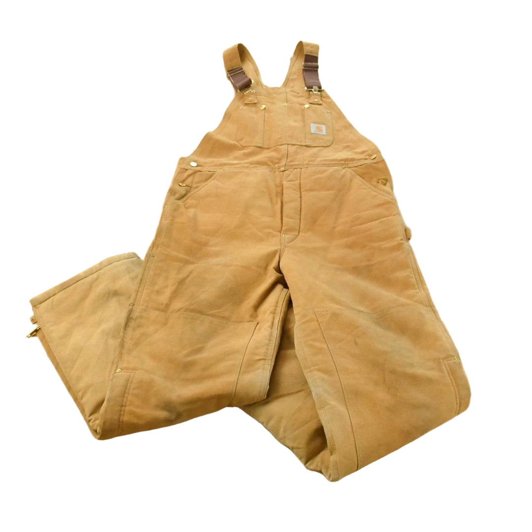 Vintage 1990s Carhartt Double Knee Insulated Canvas Bib Overalls Men's 39 x 32