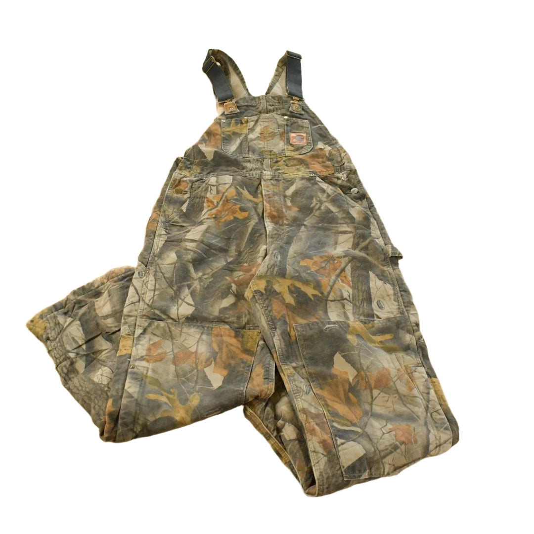 Vintage 2000s Carhartt Insulated Real Tree Camo Canvas Bib Overalls Men's 32 x 28