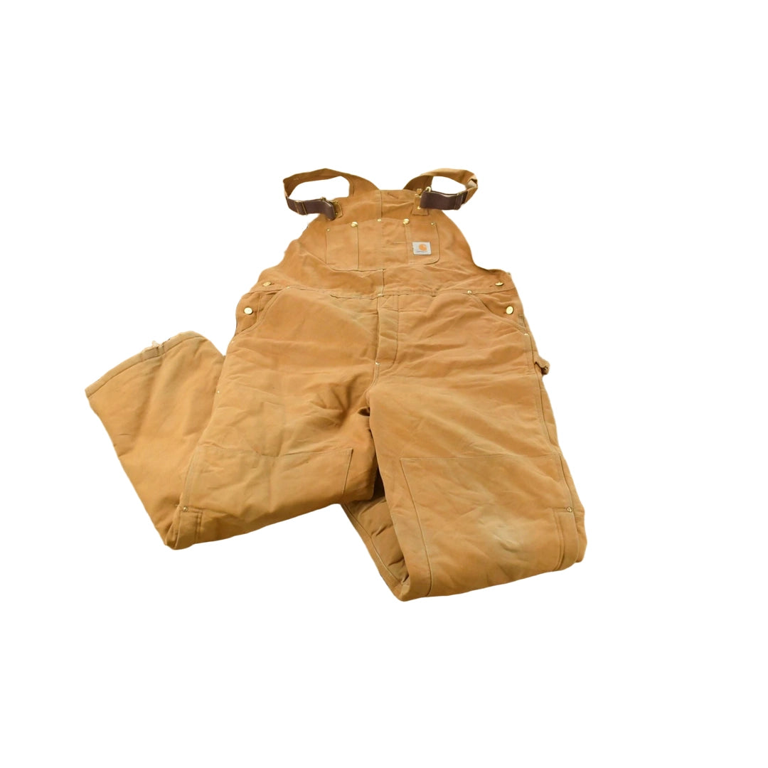 Vintage 1990s Carhartt Double Knee Insulated Canvas Bib Overalls Men's 44 x 31