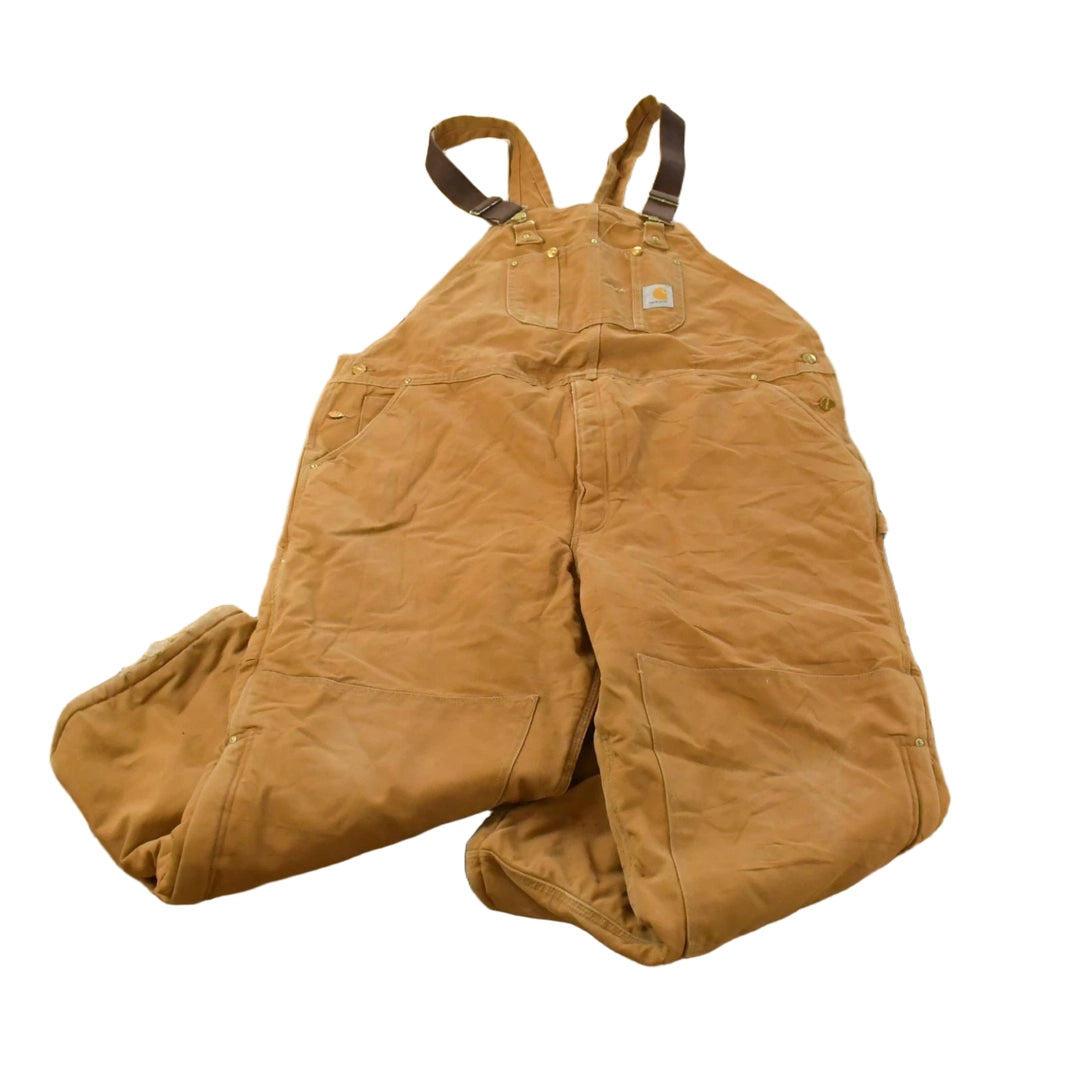 Vintage 1990s Carhartt Double Knee Insulated Canvas Bib Overalls Men's 48 x 29