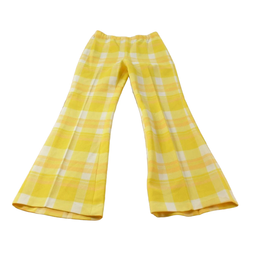 Vintage 1970s Femenits Bell Bottoms Pleated Checkered Plaid Pants Women's 27 x 31