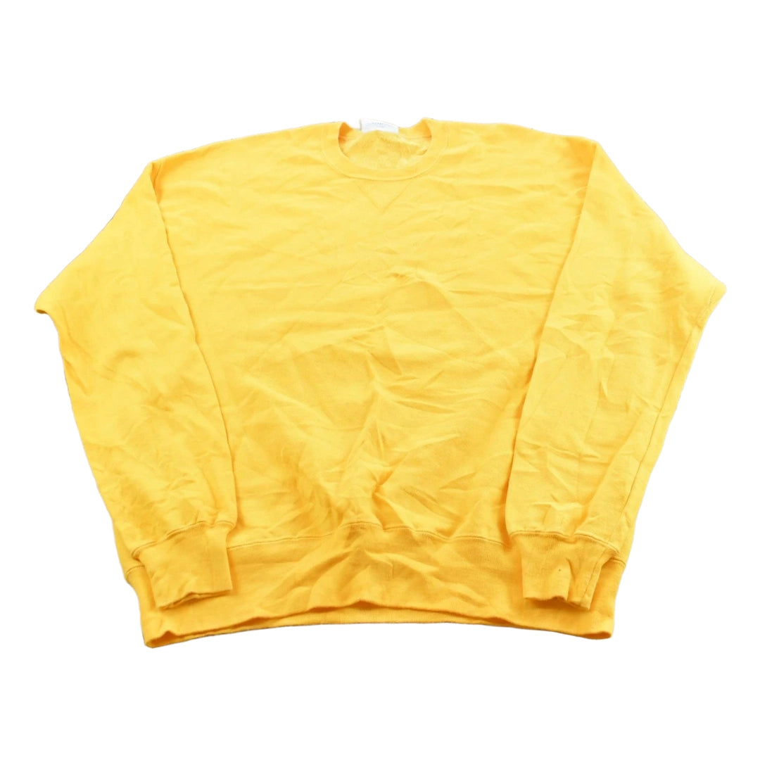 Vintage 1990s Russell Athletics High Cotton Blank Yellow Crewneck Sweatshirt Men's XL