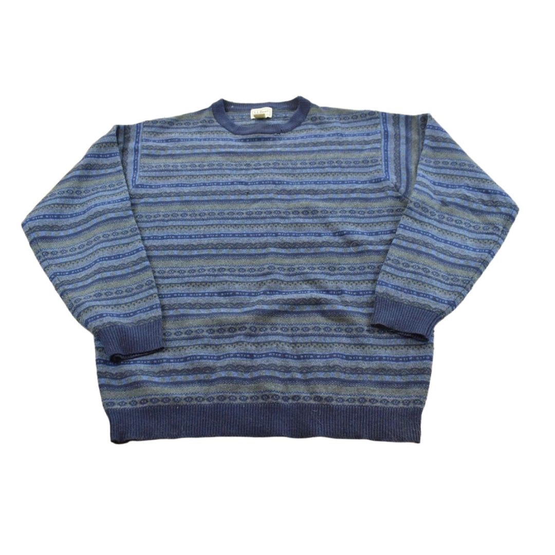 Vintage 1990s LL Bean Wool Knit Striped Sweater Men's L
