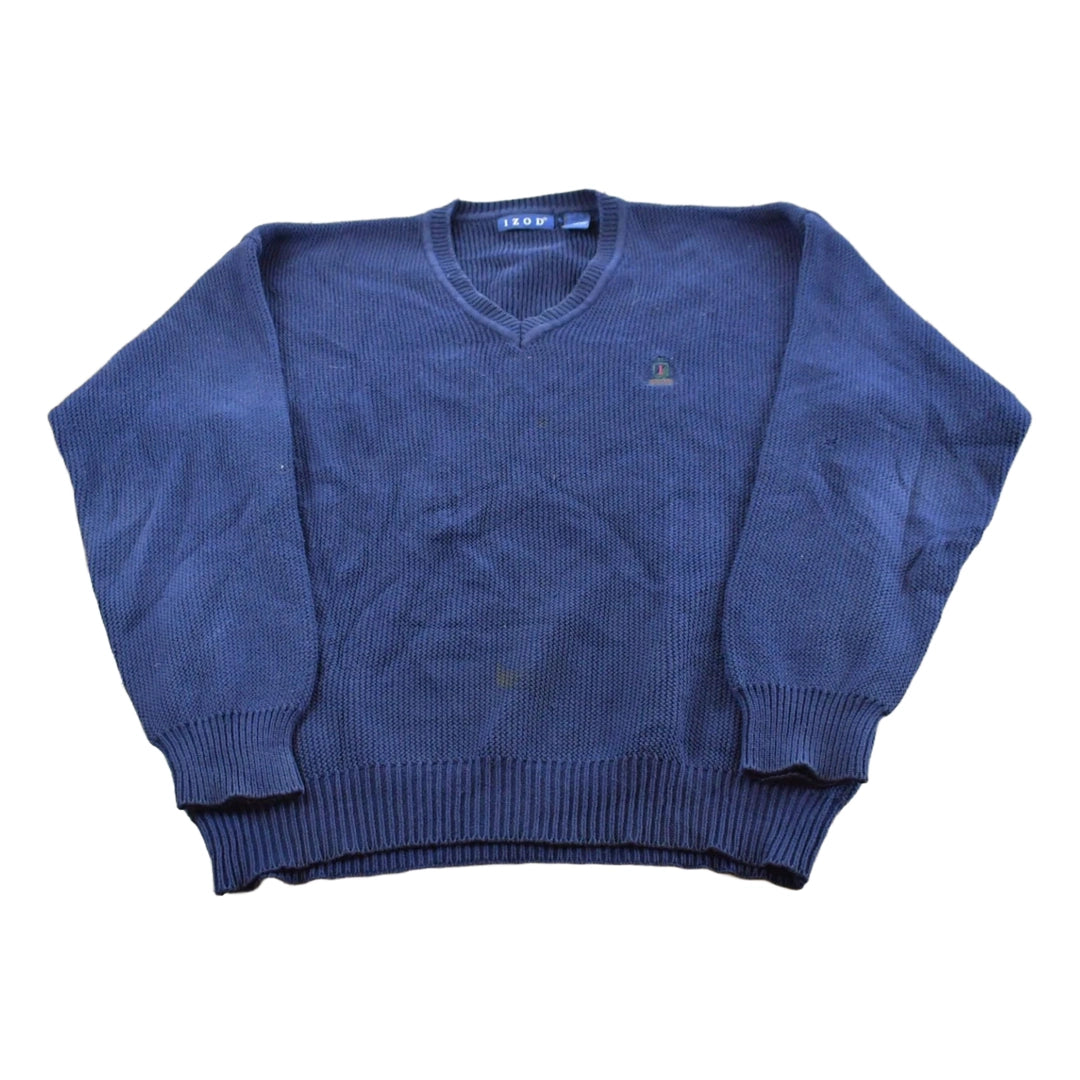 Vintage 1990s Izod Embroidered Logo Cotton Knit Sweater Men's M