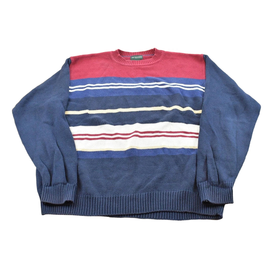 Vintage 1990s Dockers Striped Cotton Knit Crewneck Sweater Men's XL