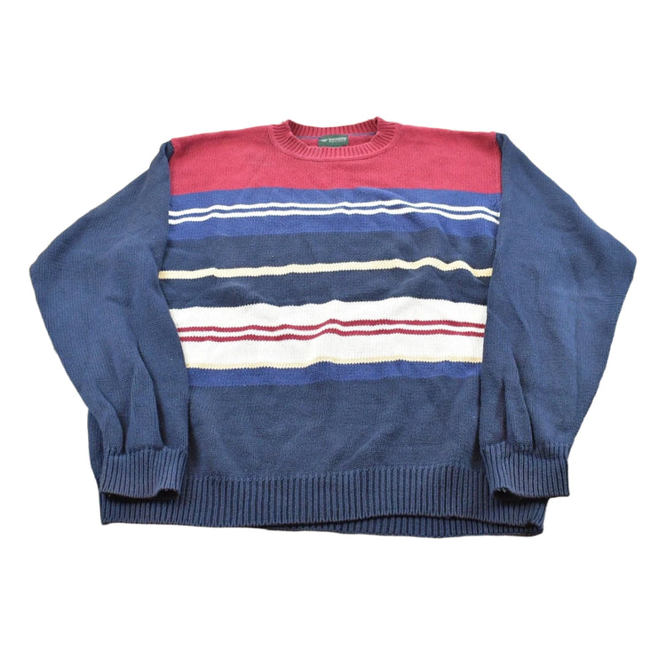Vintage 1990s Dockers Striped Cotton Knit Crewneck Sweater Men's XL