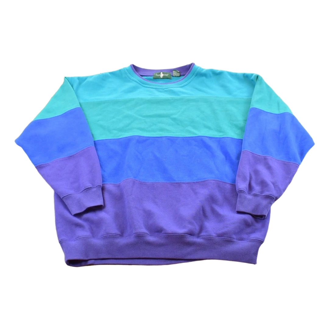 Vintage 1990s Hunt Club Striped Crewneck Sweatshirt Men's L