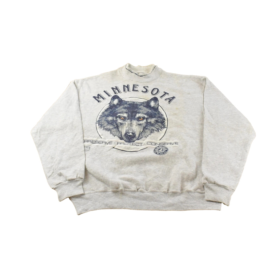 Vintage 1990s Wolf Minnesota Graphic Crewneck Sweatshirt Men's XL