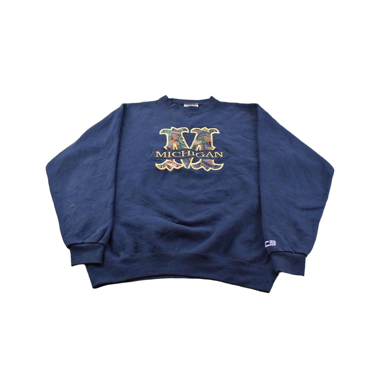 Vintage 1990s Michigan Paisley Crewneck Sweatshirt Men's L