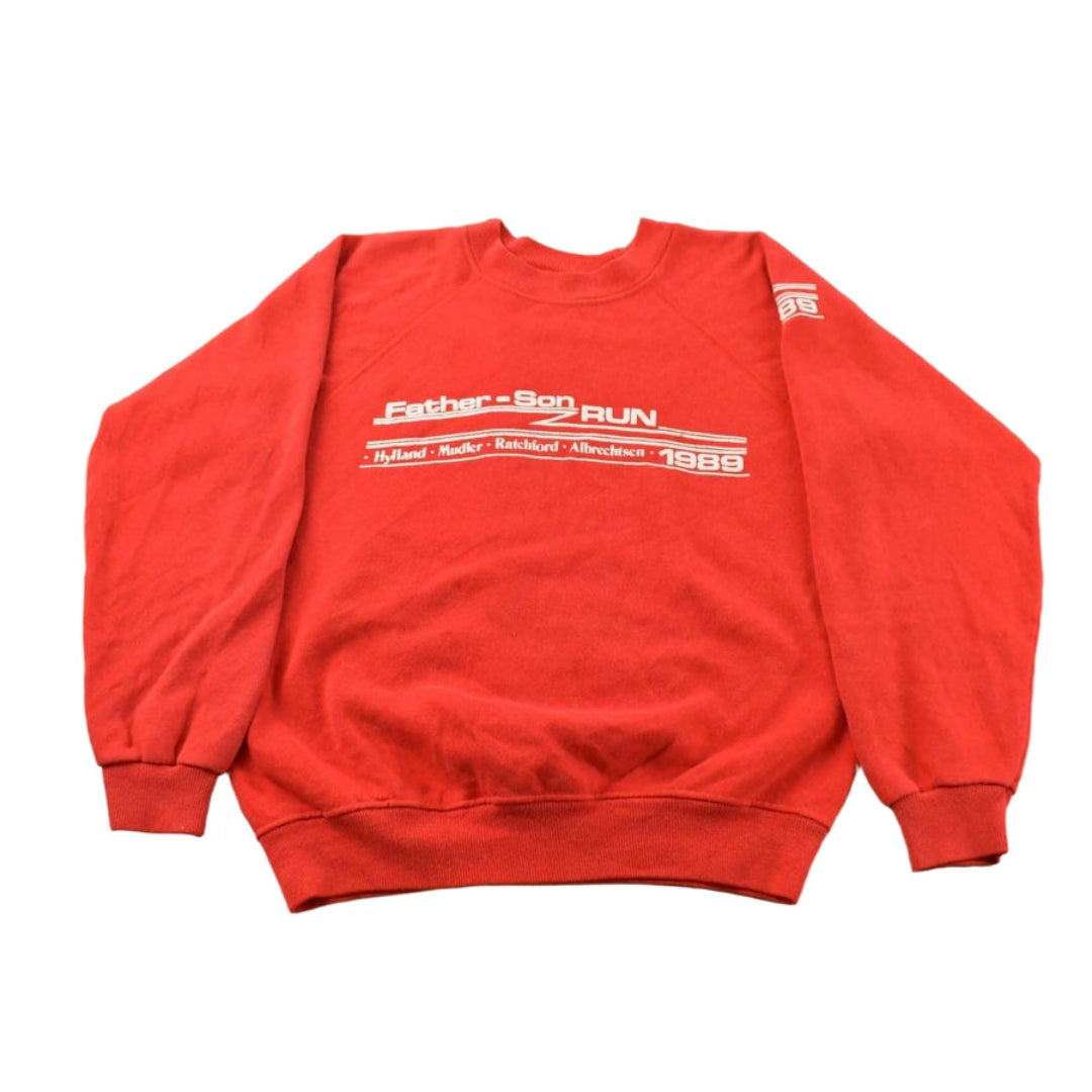 Vintage 1980s Father Son Run Race Crewneck Sweatshirt Youth Large