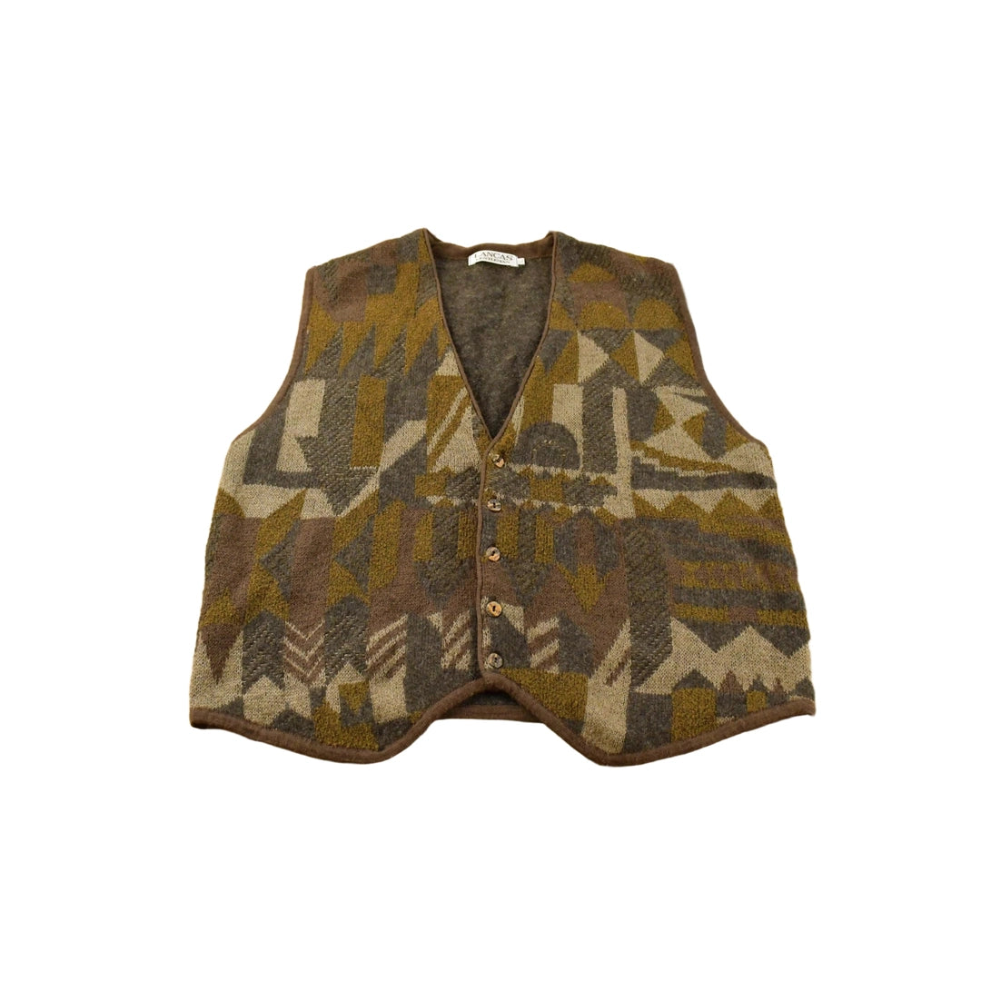 Vintage 1990s Lacas Gentleman Aztec Pattern Vest Men's Large