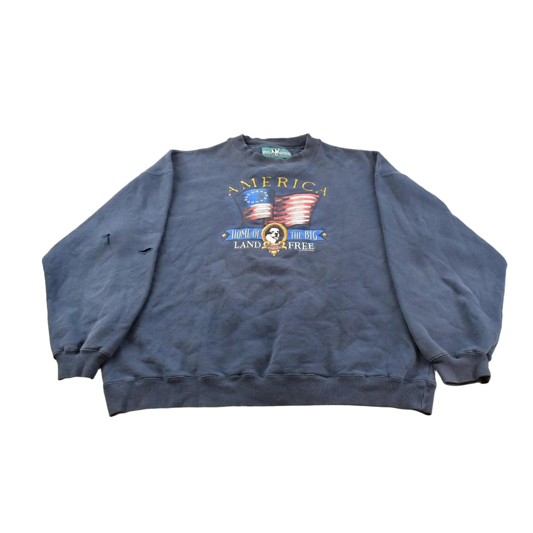 Vintage 2000s Big Dogs America Crewneck Sweatshirt Men's Large