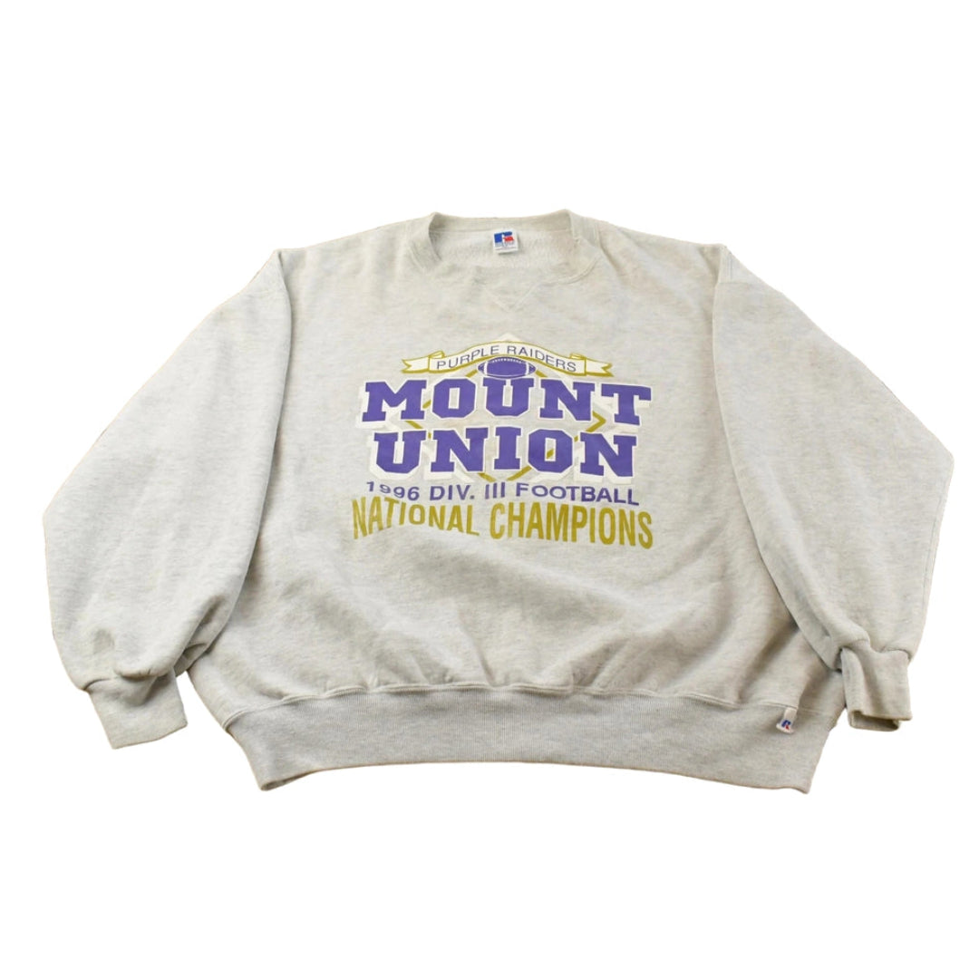 Vintage 1990s Mount Union Div III Football Champions Crewneck Sweatshirt Men's 2XL