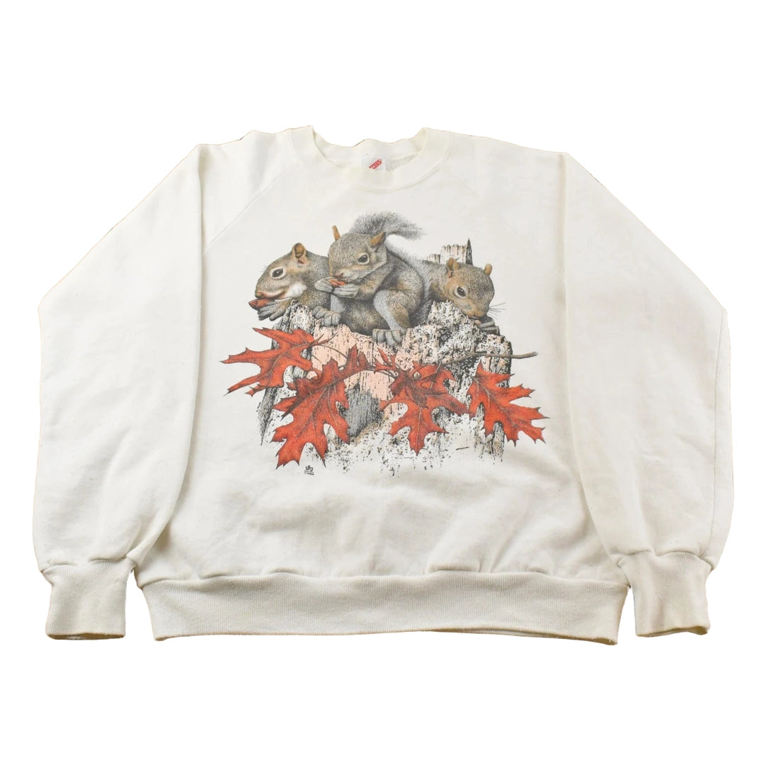 Vintage 1990s Squirrels Cute Crewneck Sweatshirt Men's Medium