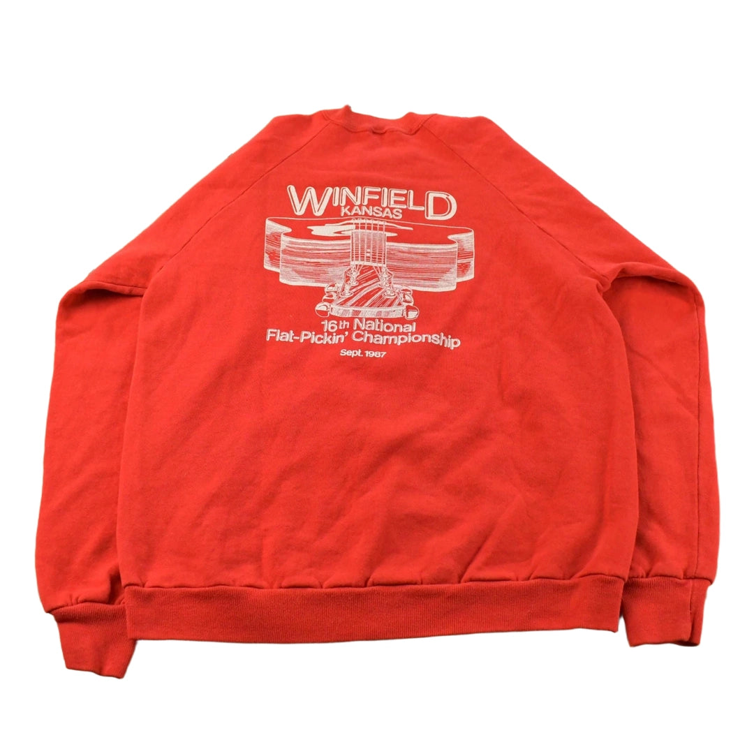 Vintage 1980s Guitar Flat Picking Competition Crewneck Sweatshirt Men's M