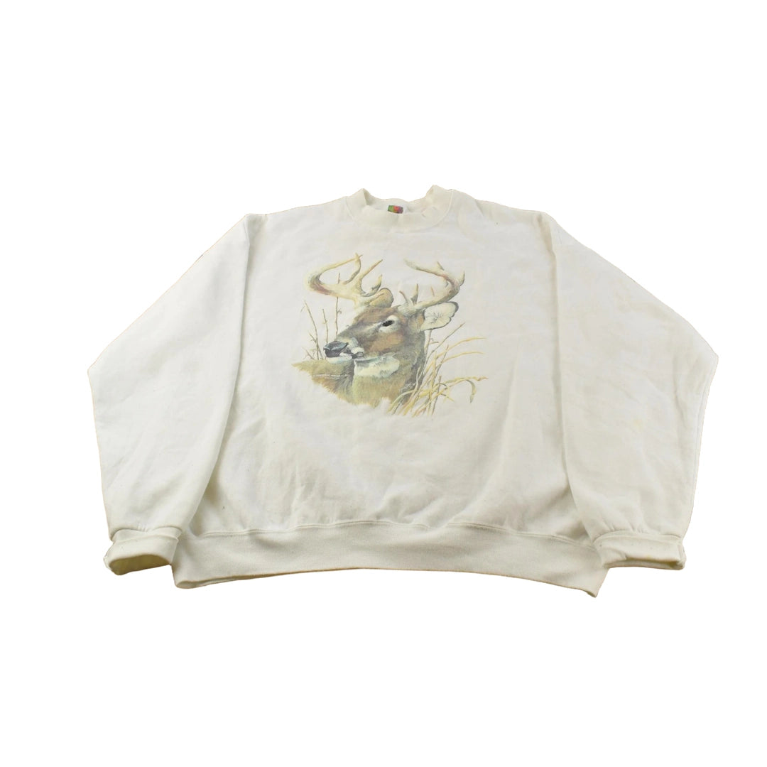 Vintage 1990s Deer Animal Hunting Graphic Souvenir Crewneck Sweatshirt Men's 2XL