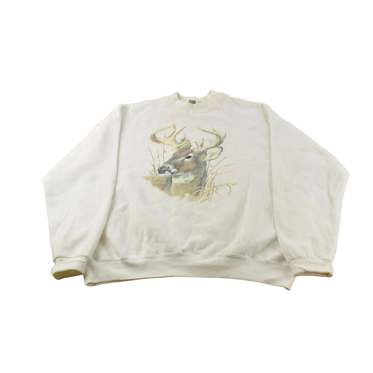 Vintage 1990s Deer Animal Hunting Graphic Souvenir Crewneck Sweatshirt Men's 2XL
