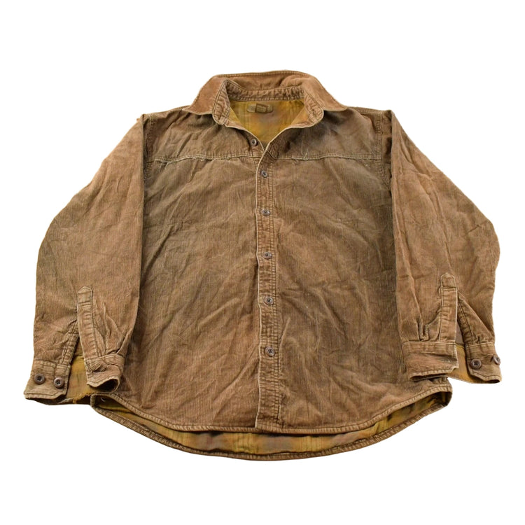 Vintage 1990s Faded Glory Sun Faded Flannel Lined Corduroy Button Up Shirt Men's S