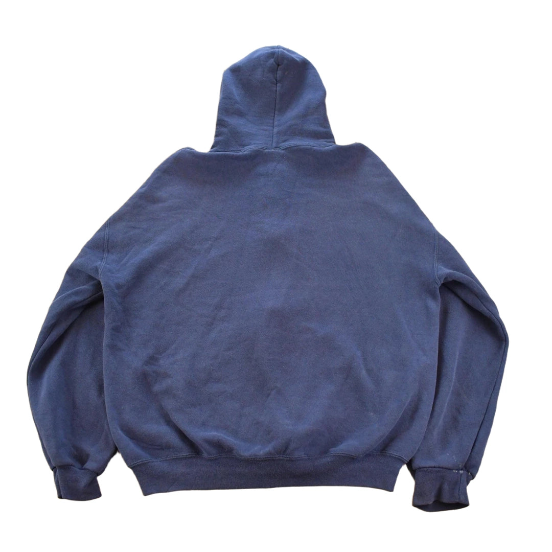 Vintage 1990s Russell Athletics Blank Navy Blue Full Zip Hoodie Sweatshirt Men's L
