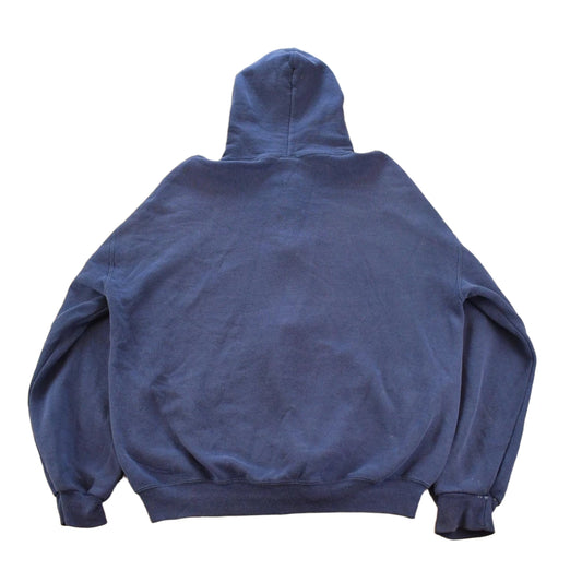 Vintage 1990s Russell Athletics Blank Navy Blue Full Zip Hoodie Sweatshirt Men's L