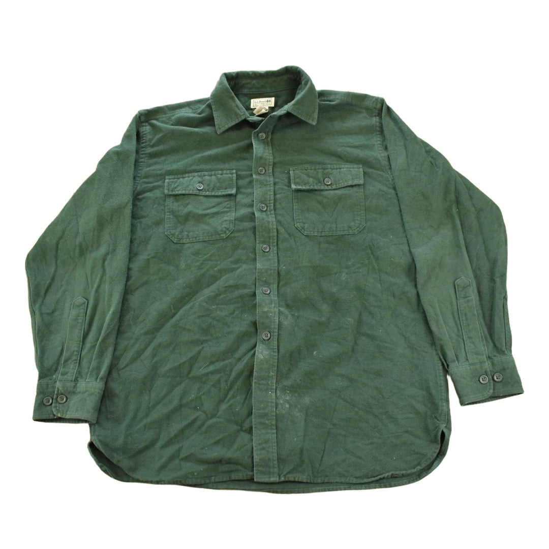 Vintage Y2K L.L. Bean Dark Green Cloth Button Up Shirt Men's L