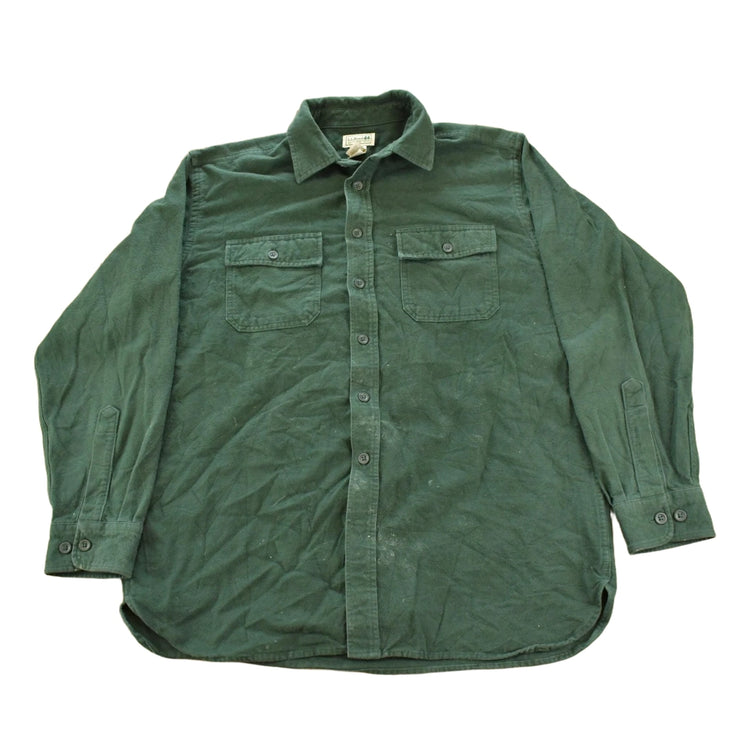 Vintage Y2K L.L. Bean Dark Green Cloth Button Up Shirt Men's L