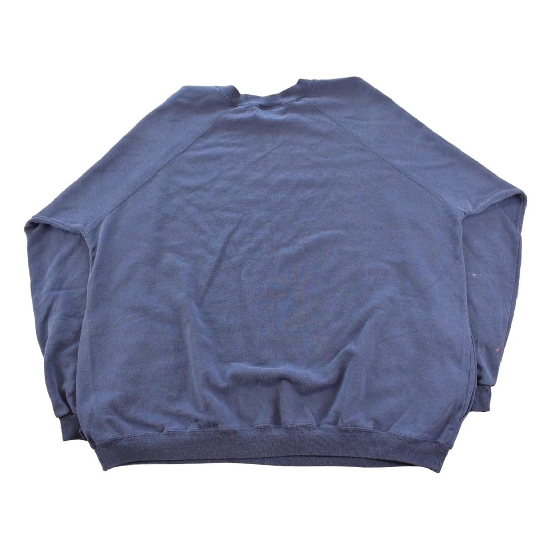 Vintage 1990s Blank Navy Blue Raglan Crewneck Sweatshirt Men's 2XL