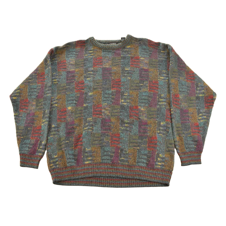 Vintage 1990s Brandini Abstract Wool Blend Knit Sweater Men's M