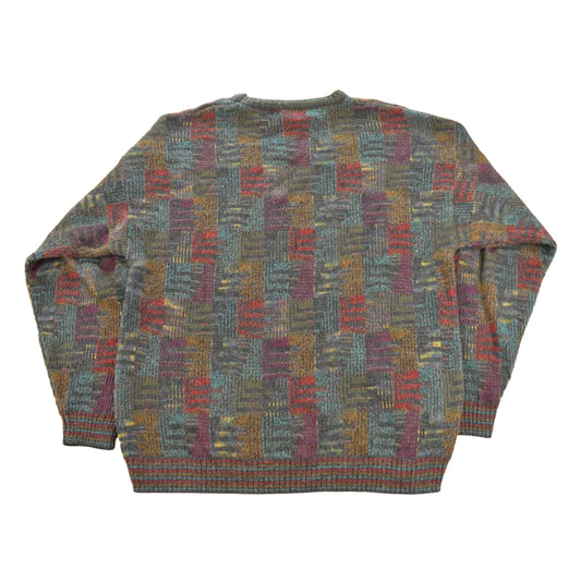 Vintage 1990s Brandini Abstract Wool Blend Knit Sweater Men's M