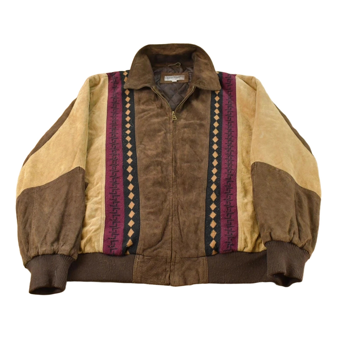 Vintage 1980s Leather Bomber Jacket Men's Large