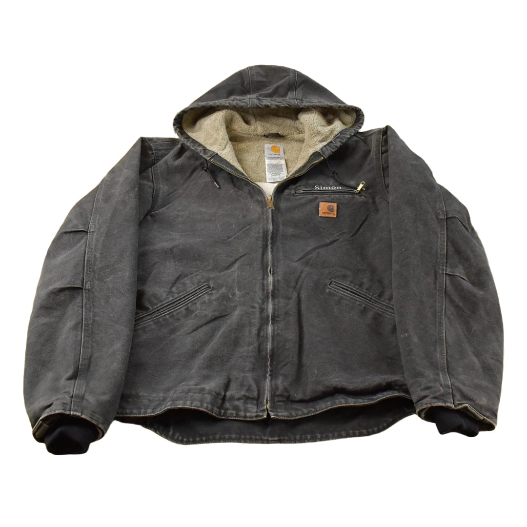 Vintage 2000s Carhartt Hooded Sherpa Lined Jacket Mens M