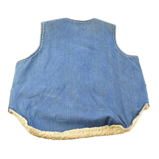 Vintage 1980s Madewell Sherpa Lined Denim Jean Vest Men's L