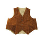 Vintage 1970s Steer Brand Western Leather Sherpa Lined Vest Jacket Men's L