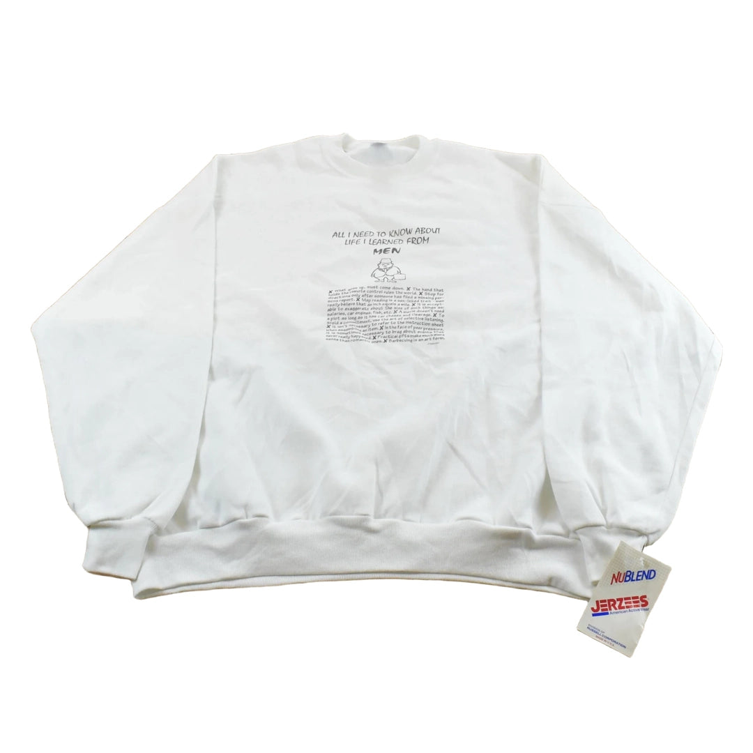 Vintage 1990s Deadstock Jerzees Learned From Men Funny Crewneck Sweatshirt Men's L