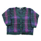 Vintage 1980s Paul Harris Design Knit Mohair Plaid Cardigan Sweater Women's L