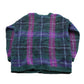 Vintage 1980s Paul Harris Design Knit Mohair Plaid Cardigan Sweater Women's L