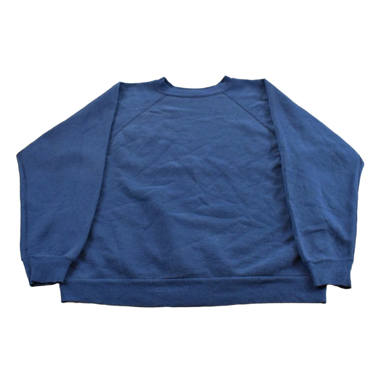 Vintage 1980s Discus Athletic Navy Blue Blank Raglan Crewneck Sweatshirt Men's L