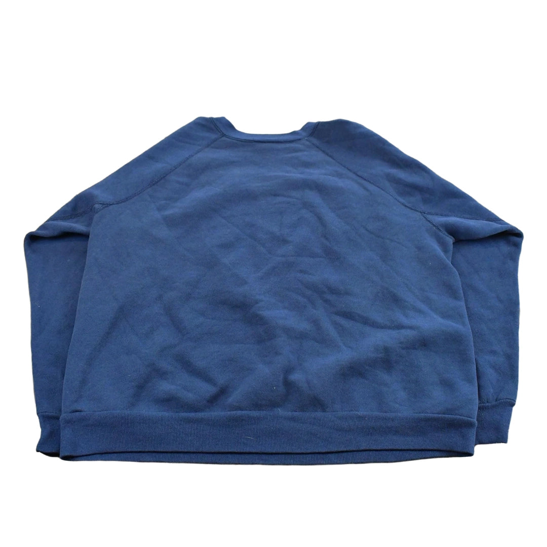 Vintage 1980s Discus Athletic Navy Blue Blank Raglan Crewneck Sweatshirt Men's L