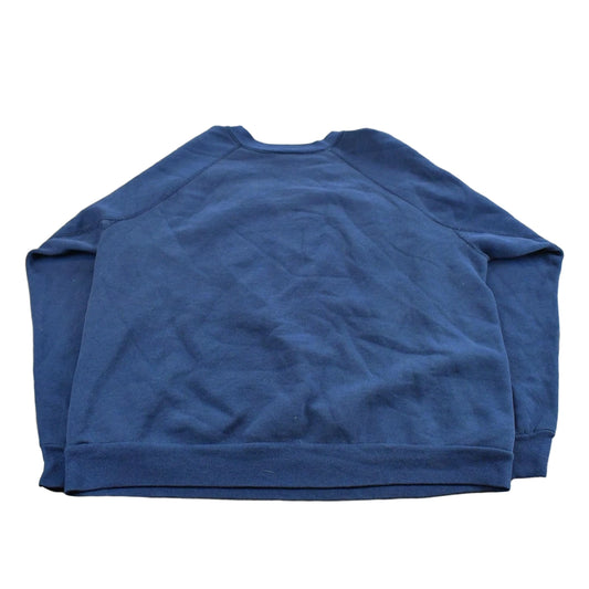 Vintage 1980s Discus Athletic Navy Blue Blank Raglan Crewneck Sweatshirt Men's L