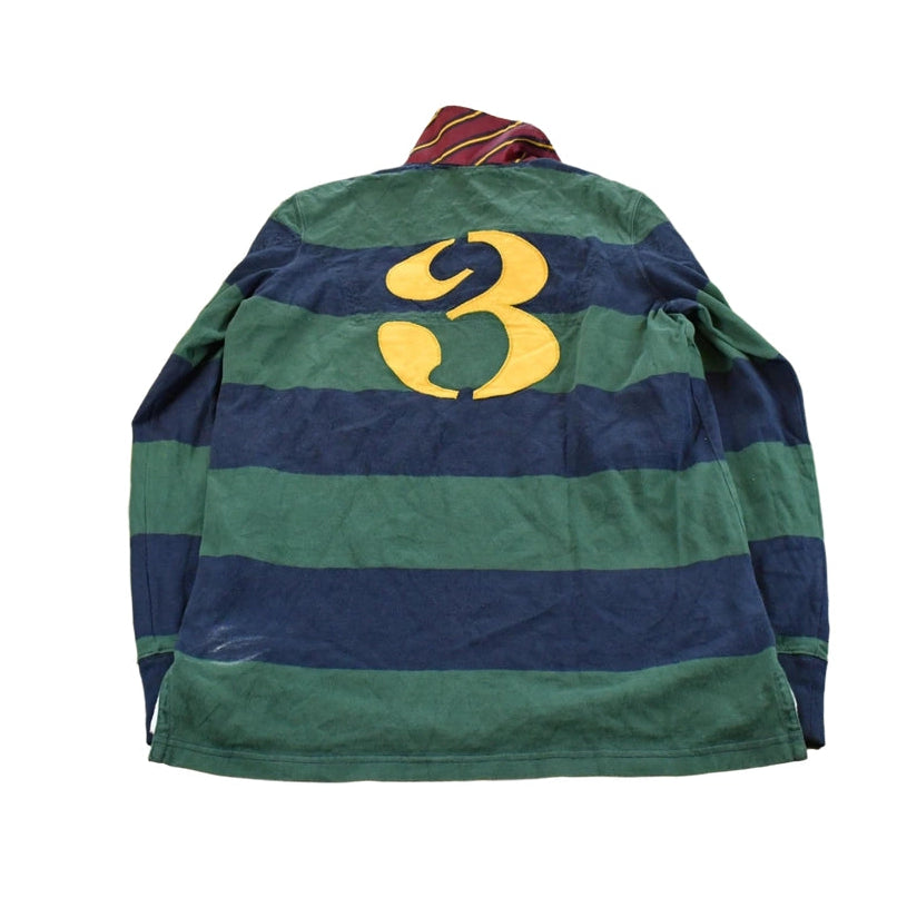 Vintage 2000s Ralph Lauren Rugby Embroidered Equestrian Long Sleeve Polo Shirt Men's Medium